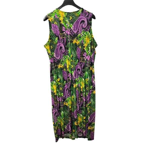 Catherines Womens Sleeveless V-Neck Maxi Dress  3X 26/28W Beaded Tropical Floral - Picture 5 of 9